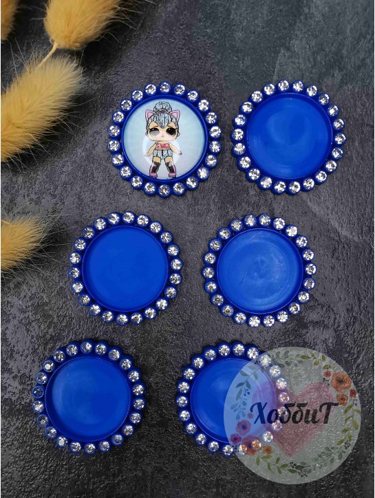 Крышечка-серединка со стразами, пластик (синий)